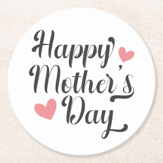 Simple Happy Mother's Day Calligraphy | Coaster (Front)