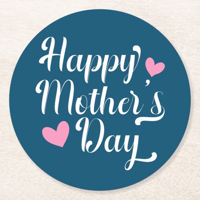 Simple Happy Mother's Day Calligraphy | Coaster (Front)