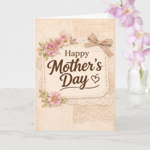 Simple Happy Mother's Day Calligraphy Floral    Card