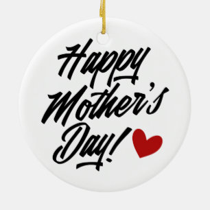 Simple Happy Mother's Day Calligraphy Ornament
