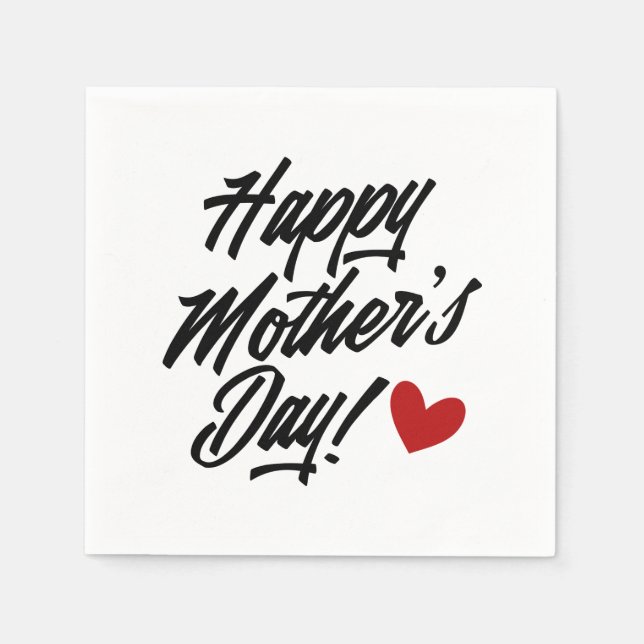 Simple Happy Mother's Day Calligraphy Paper Napkin (Front)