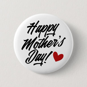 Simple Happy Mother's Day Calligraphy   Pin Button