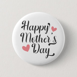 Simple Happy Mother's Day Calligraphy   Pin Button