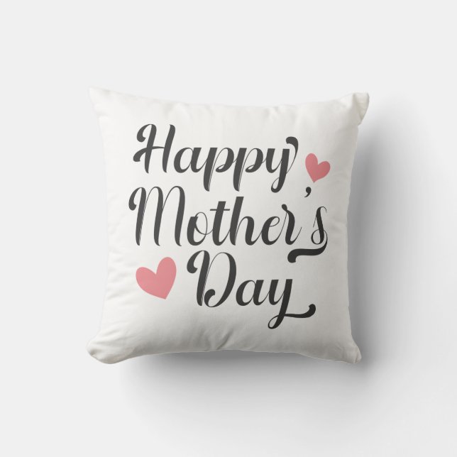 Simple Happy Mother's Day Calligraphy Throw Pillow (Front)