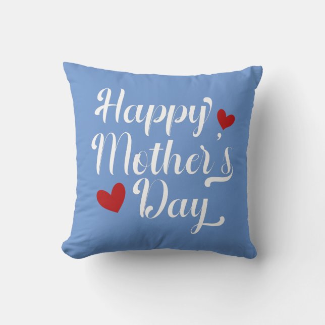 Simple Happy Mother's Day Calligraphy Throw Pillow (Front)