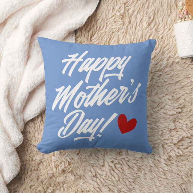 Simple Happy Mother's Day Calligraphy Throw Pillow (Blanket)