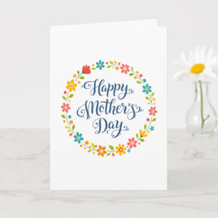 Simple Happy Mother's Day Floral Calligraphy Card