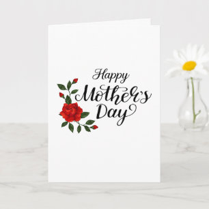 Simple Happy Mother's Day Floral Calligraphy    Card