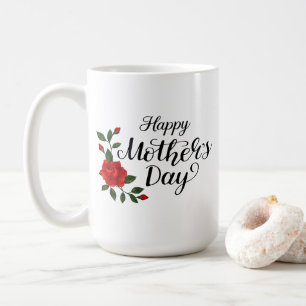 Simple Happy Mother's Day Floral Calligraphy Coffee Mug