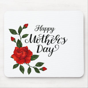 Simple Happy Mother's Day Floral Calligraphy Mouse Pad