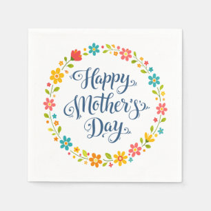 Simple Happy Mother's Day Floral Calligraphy    Napkin