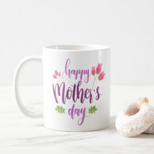 Simple Happy Mother's Day Floral   Coffee Mug