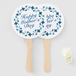 Simple Happy Mother's Day Floral Wreath Hand Fan