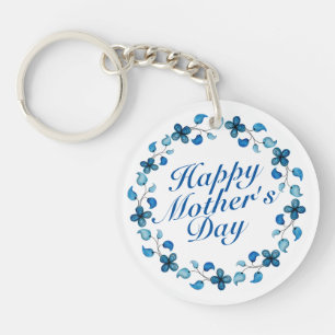Simple Happy Mother's Day Floral Wreath Keychain