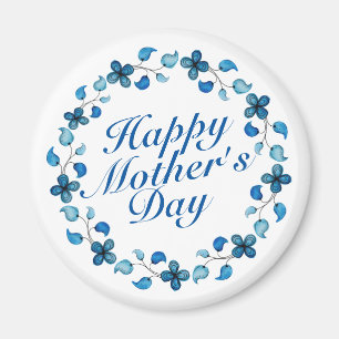 Simple Happy Mother's Day Floral Wreath Magnet