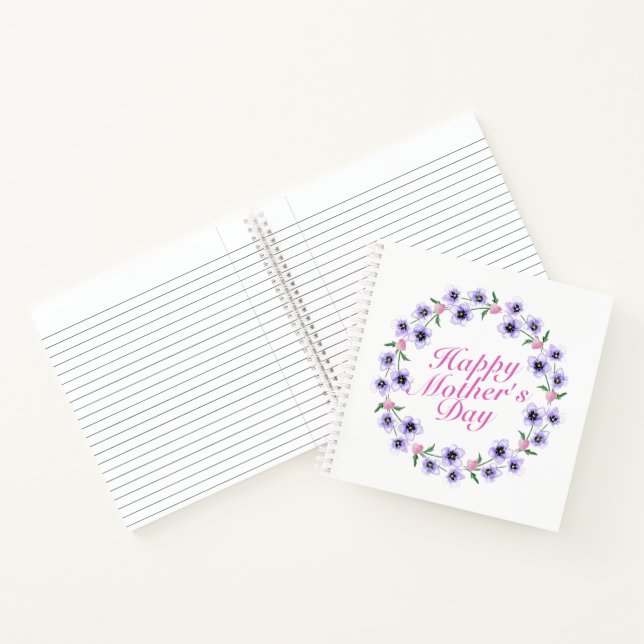 Simple Happy Mother's Day Floral Wreath Notebook (Inside)