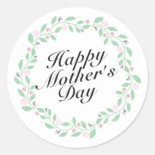 Simple Happy Mother's Day Floral Wreath Sticker