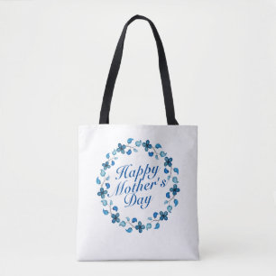 Simple Happy Mother's Day Floral Wreath Tote Bag