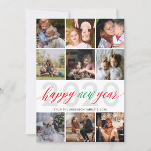 Simple Happy New Year Photo Collage Holiday Card