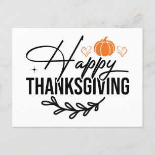 Simple Happy Thanksgiving Pumpkin  Postcard