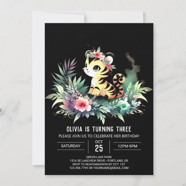 Simple Happy Tiger Birthday Invitation (Front)