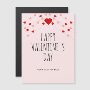 Simple Happy Valentines Day Pink Red String Hearts