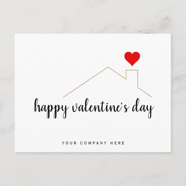 Simple Happy Valentine's Day Real Estate Farming  Postcard (Front)
