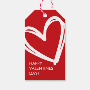 Simple Happy Valentine's Day Red Gift Tags