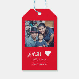 Simple Happy Valentine's Day Spanish White Heart Gift Tags