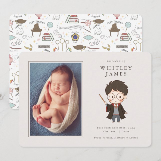 Simple Harry Potter Baby Birth Announcement (Front/Back)