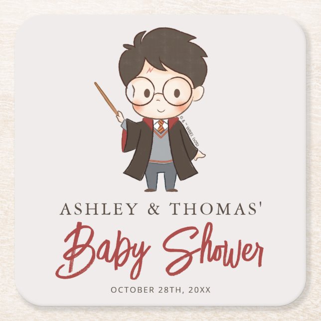 Simple Harry Potter Baby Shower Square Paper Coaster (Front)