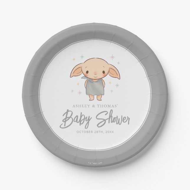 Simple Harry Potter - Dobby Baby Shower Paper Plate (Front)