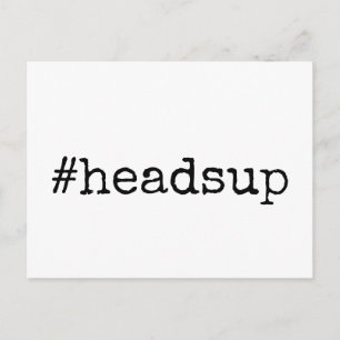 Simple Hashtag Headsup Postponed Wedding Postcard
