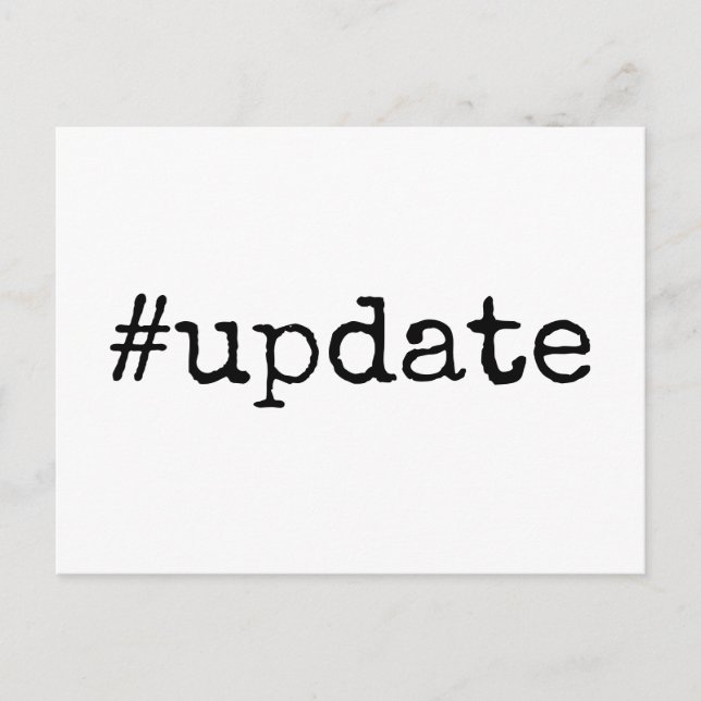 Simple Hashtag Update Postponed Wedding Postcard (Front)