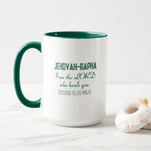 Simple Healing Faith God's Name Green Minimalist Mug
