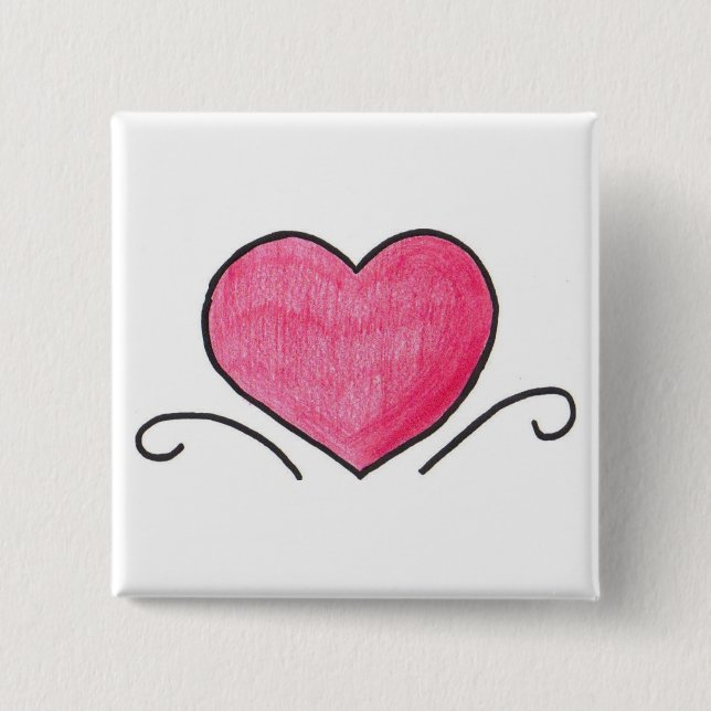Simple heart 2 inch square button (Front)