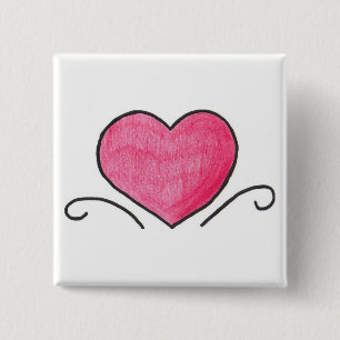Simple heart 2 inch square button