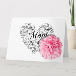 Simple Heart and Pink Carnation Mother's Day Card