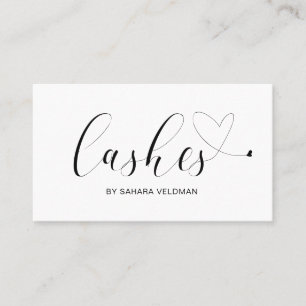Simple Heart Black and White Elegant Lashes Business Card