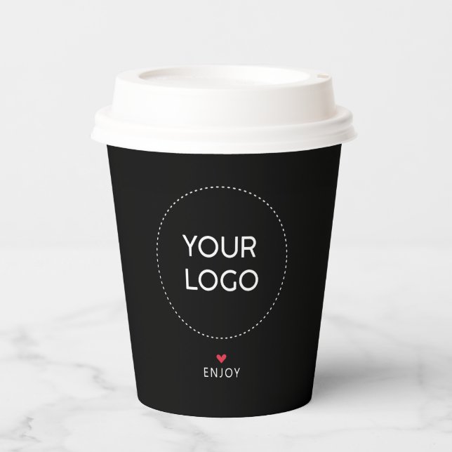 Simple Heart Business Logo QR code Custom Paper Cu Cups (Front)