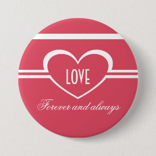 Simple Heart Button, Dark Pink 3 Inch Round Button