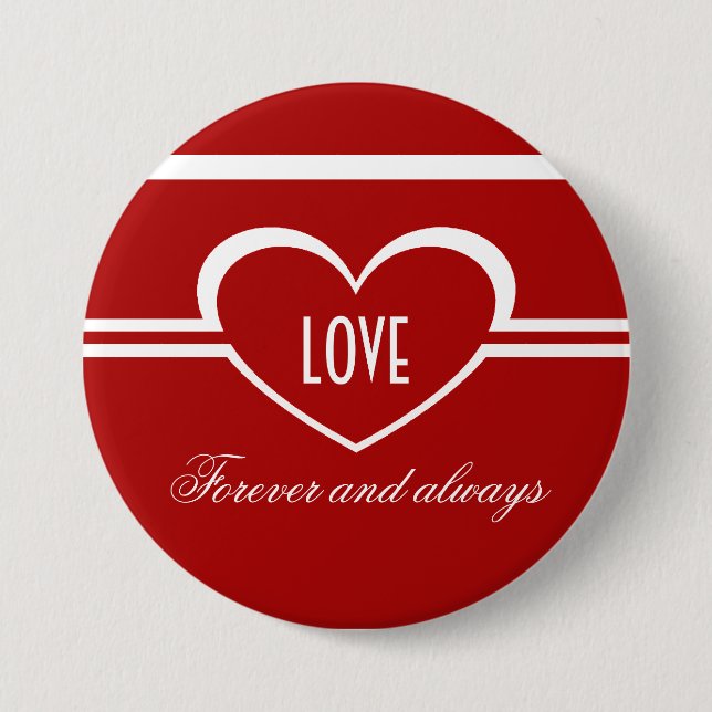 Simple Heart Button, Deep Red 3 Inch Round Button (Front)