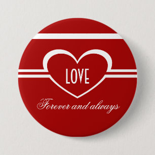 Simple Heart Button, Deep Red 3 Inch Round Button