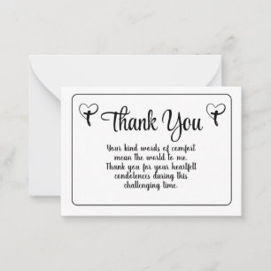Simple Heart Cross Thank You Message For Sympathy Card