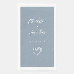 Simple Heart Custom Dusty Blue Wedding Paper Guest Napkin