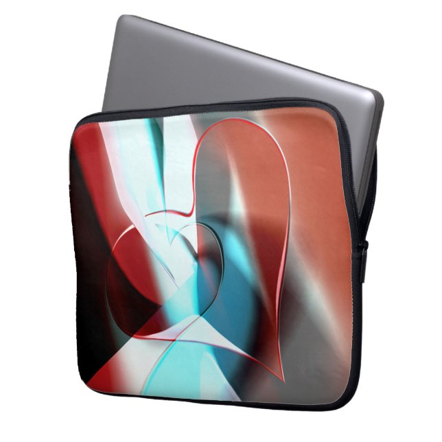 Simple heart design, crystalline tone mix in curve laptop sleeve (Front Left)