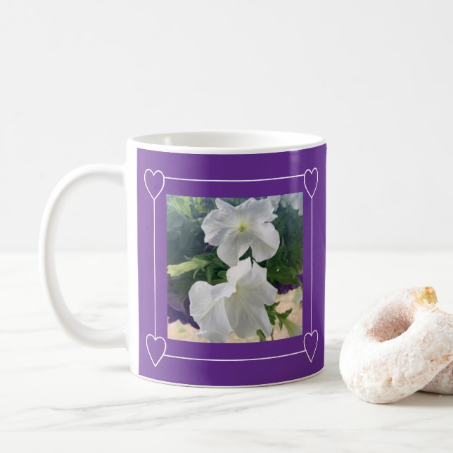 Simple Heart Frame Add Photo Valentine's Day Coffee Mug (With Donut)