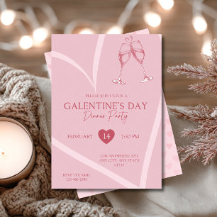 Simple Heart Galentine’s Day Dinner Party Invitation