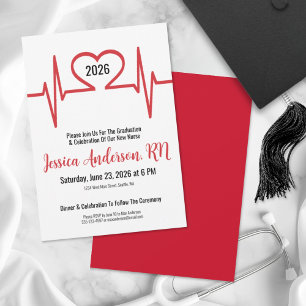 Simple Heart Medical Nursing School Graduation Invitation