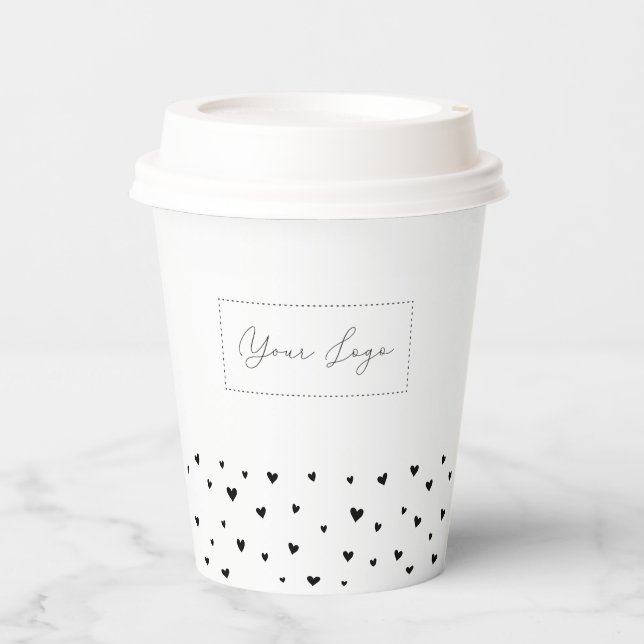 Simple Heart Pattern Business Logo Custom Paper Cu Cups (Front)